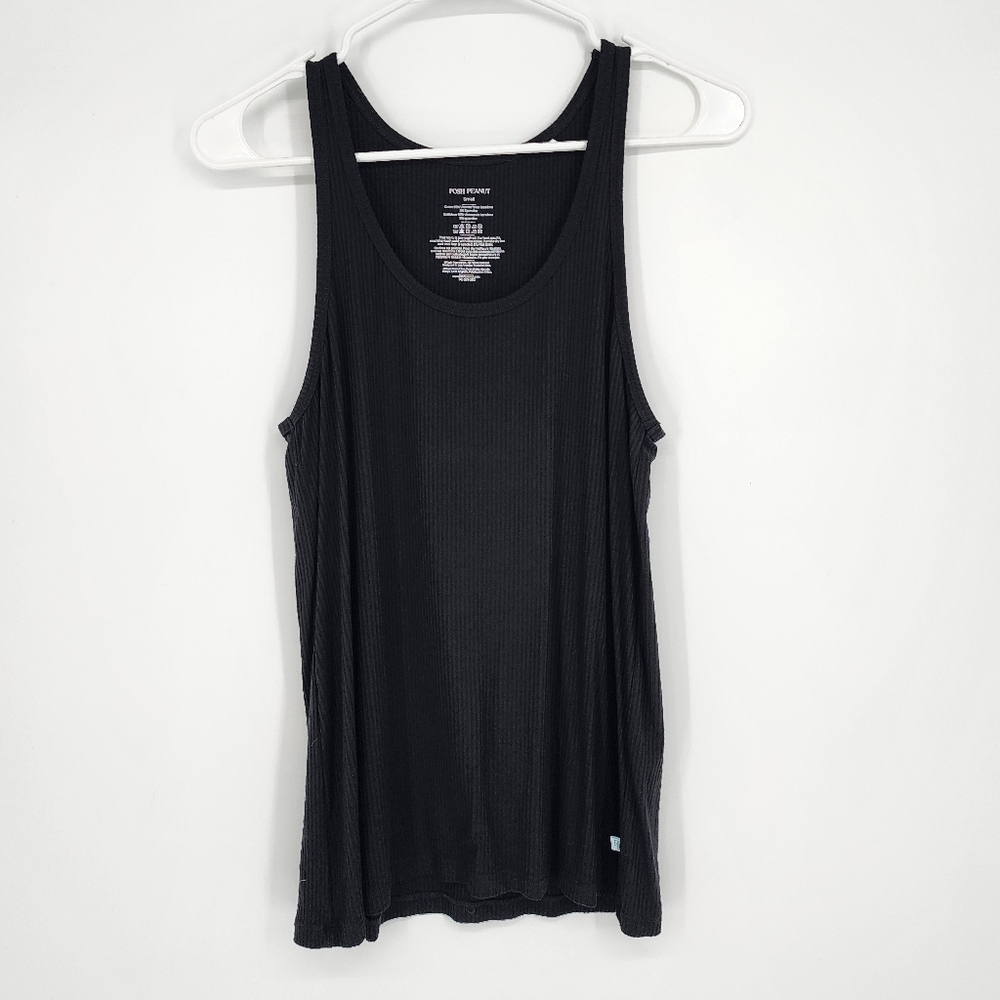 Posh Peanut Basic Tank Top Ribbed Stretchy Black Womens Small